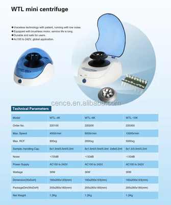 Centrifugeuse clinique mini universelle Fpr Centrifugeuse sanguine PCR Système d'analyse biochimique